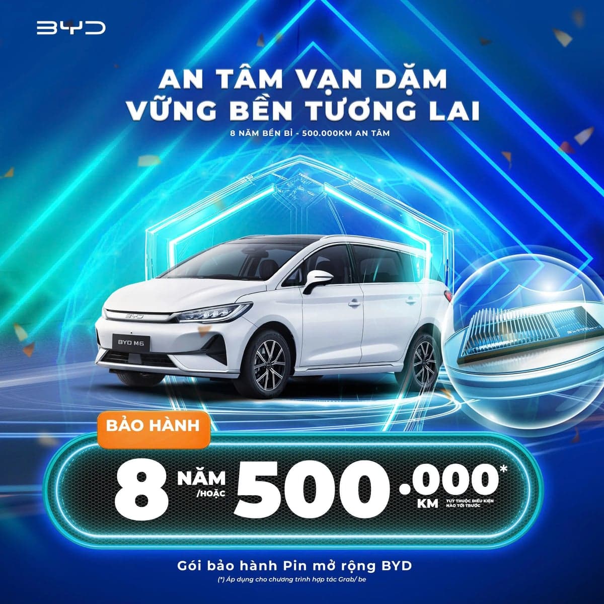 Gói bảo hành pin mở rộng BYD 8 năm hoặc 500.000 km